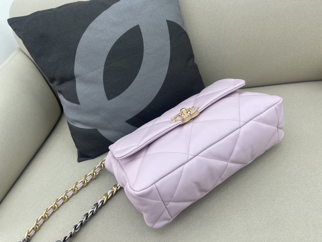 Lambskin 19 Large Handbag Flap Bag AS1161 Light Purple